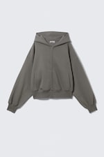 Staubgrau - Zip-Hoodie aus dickem Stoff mit normaler Passform - 3