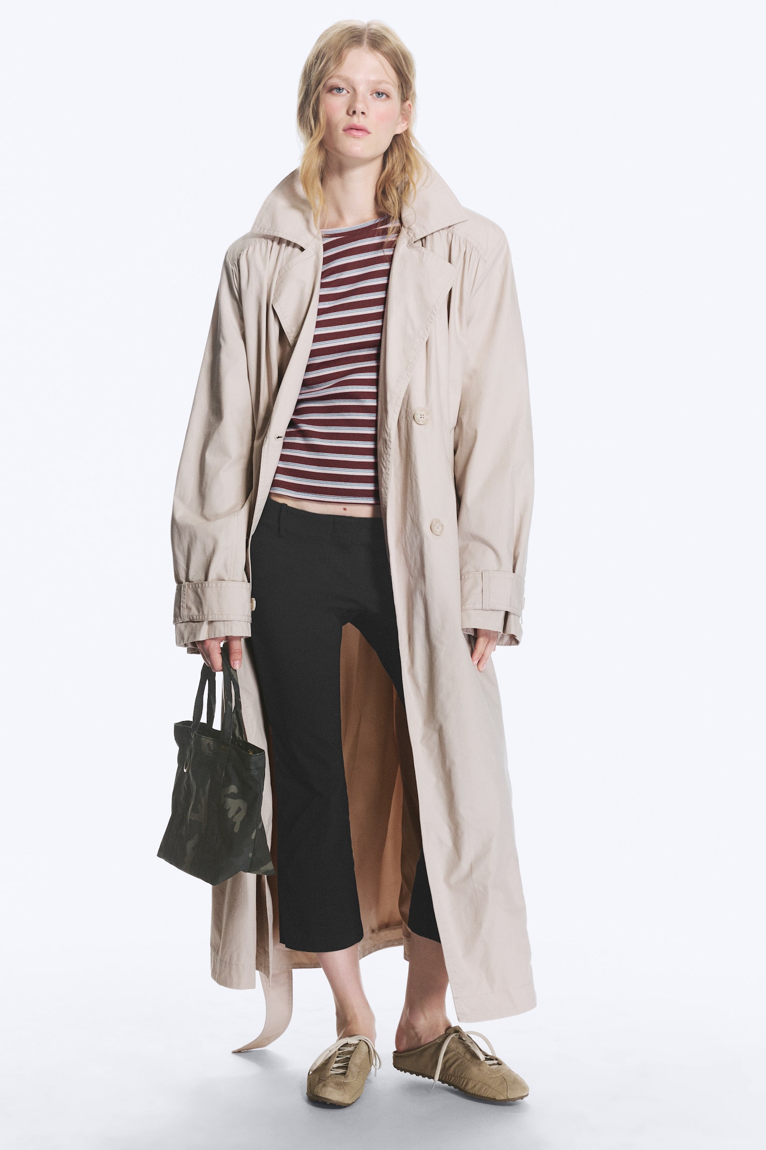 Oversize-Trenchcoat - Helles Maulwurfsgrau/Braun - 1