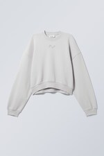 Grey Swirl - Crop Printed Sweatshirt - 0