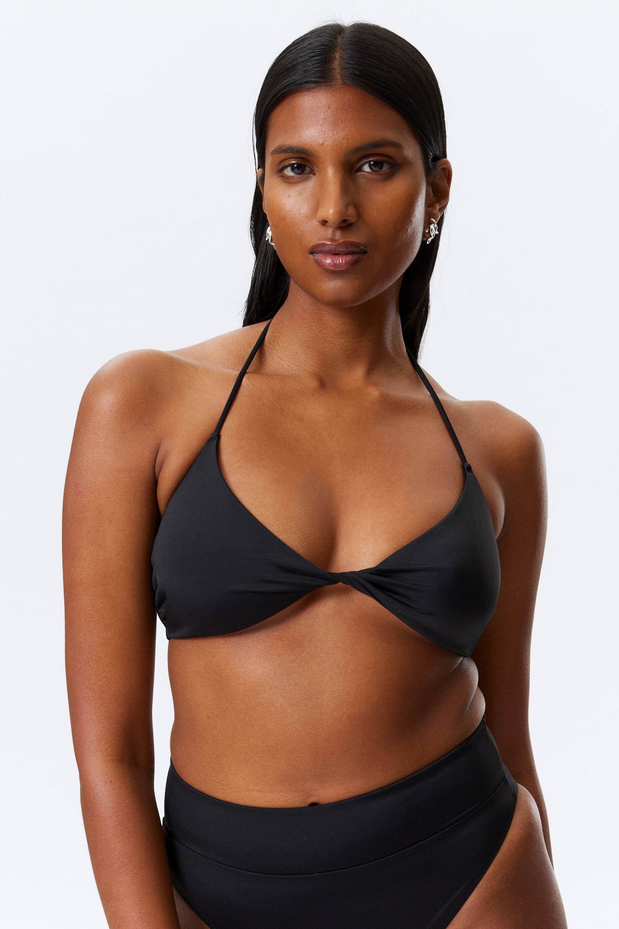 Schwarz - Neckholder Bikini-Oberteil - 1