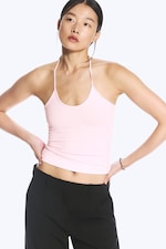 Light Pink - Slim Halterneck Cotton Top - 0
