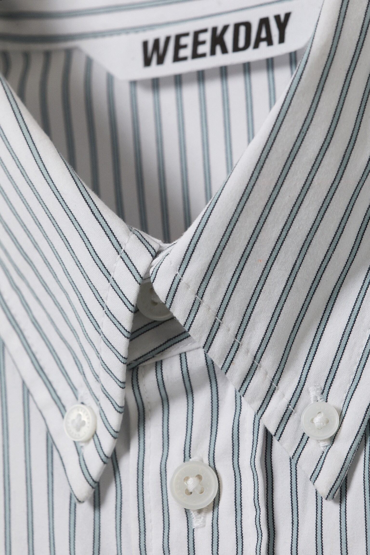 Oversized Striped Button-Down Shirt - White - Blue Stripes/Green Stripe - 3