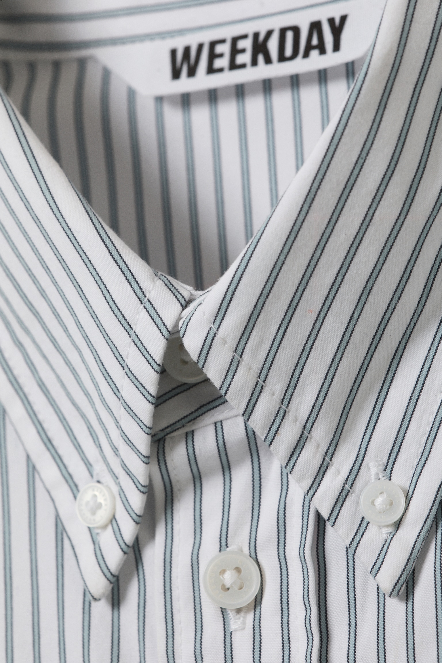 Oversized Striped Button-Down Shirt - White - Blue Stripes/Green Stripe - 2