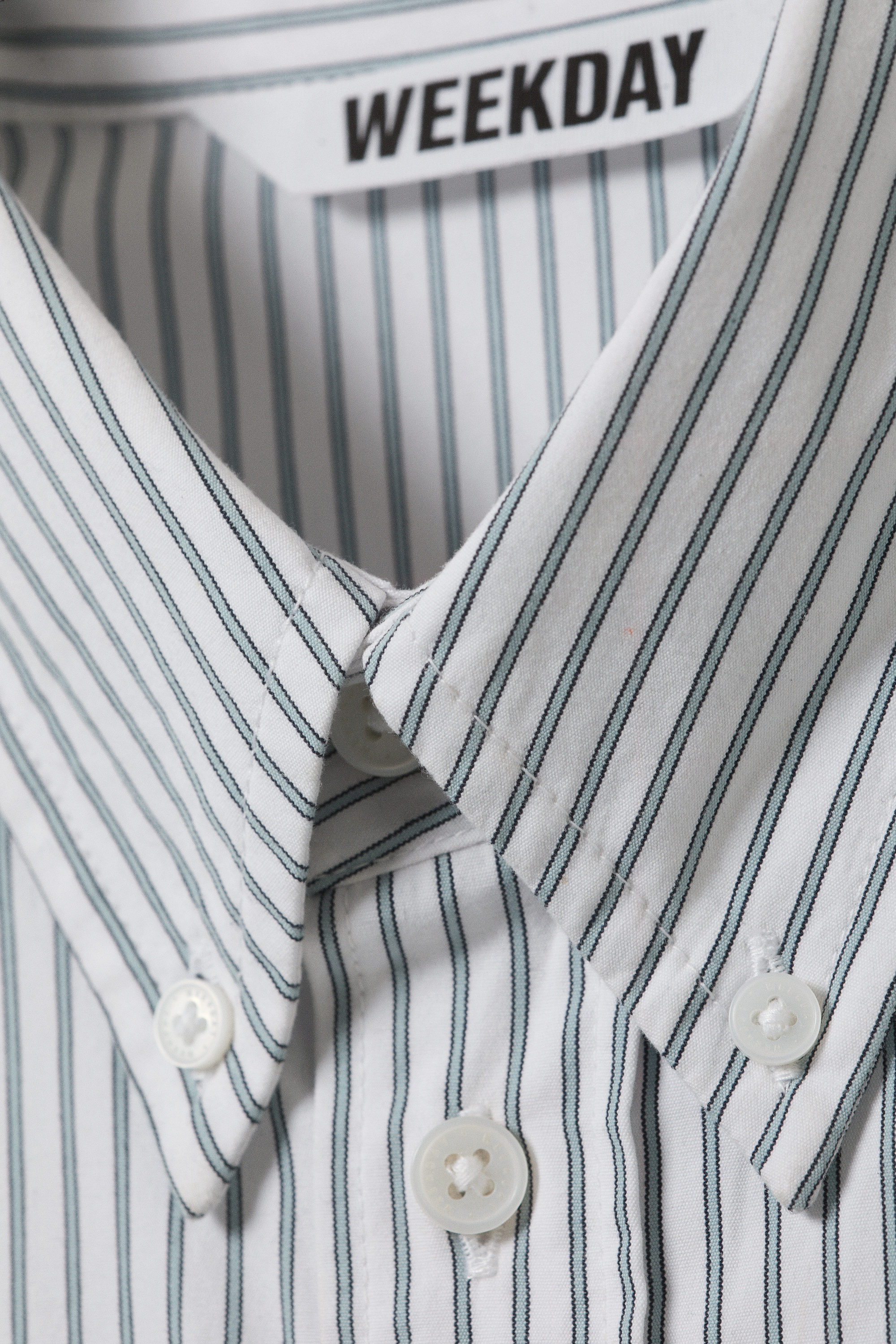 White - Blue Stripes - Oversized Striped Button-Down Shirt - 2