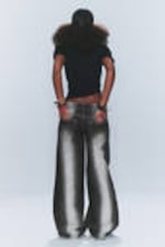 Dark Grey - Poser Regular Waist Loose Wide Jeans - 2