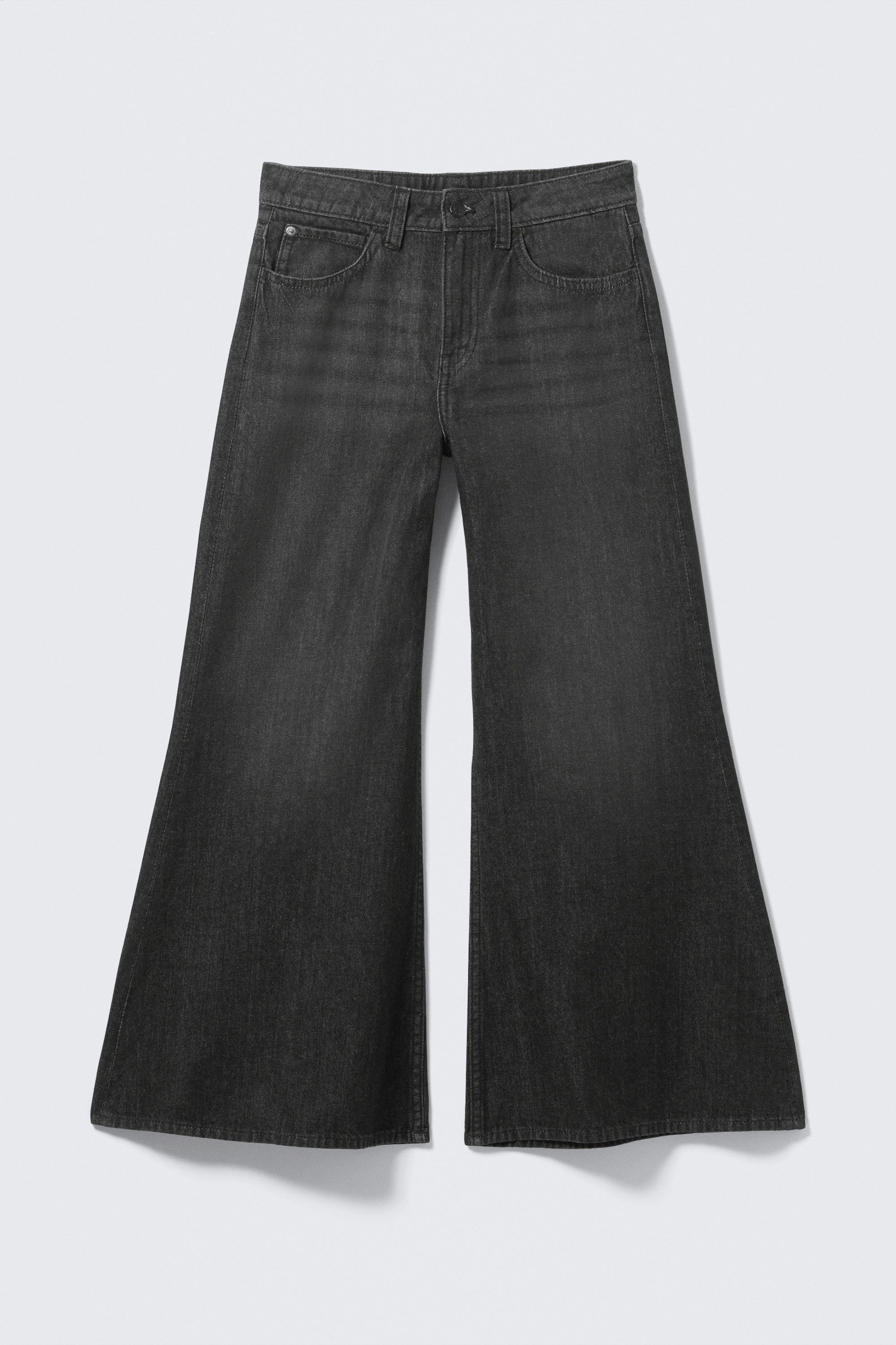 Washed Black - Loosy Lucie Low Rise Regular Flared Leg Jeans - 4