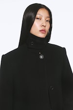 Black - Long Oversized Wool-Blend Coat - 1