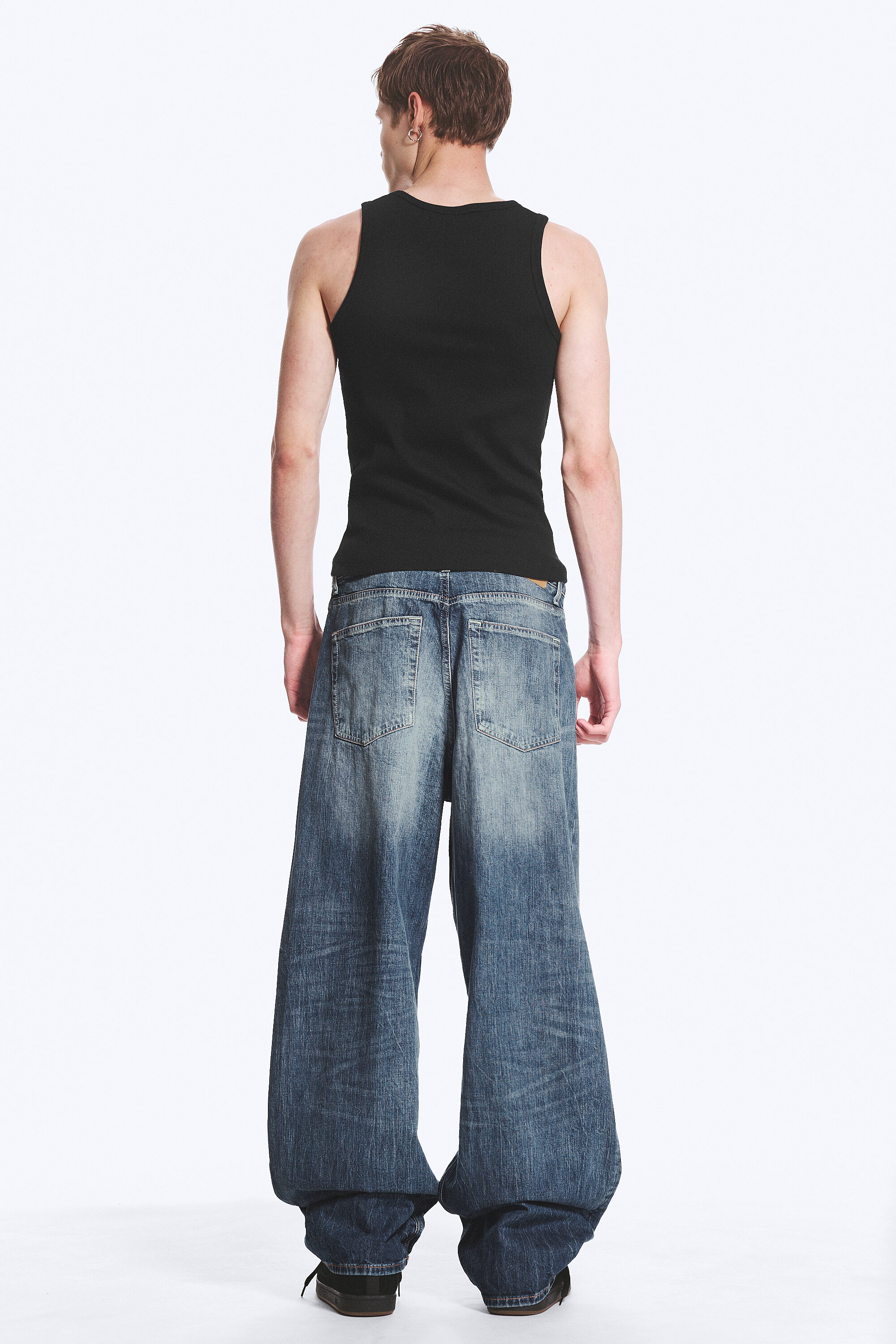 rail mid rise loose wide jeans - Deep Ocean Blue - Dark Blue