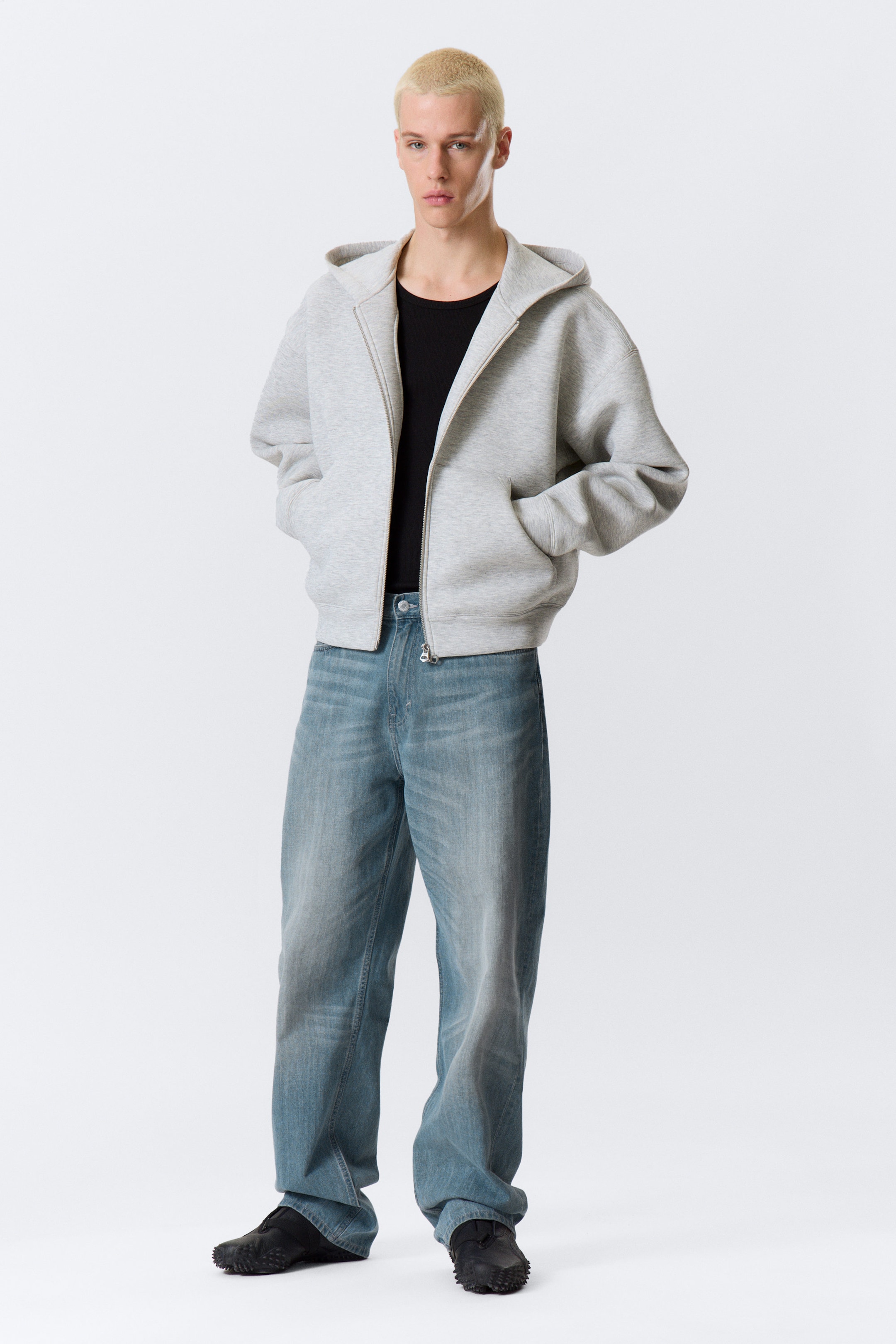 Light Grey Melange - Simon Scuba Zip Hoodie - 2