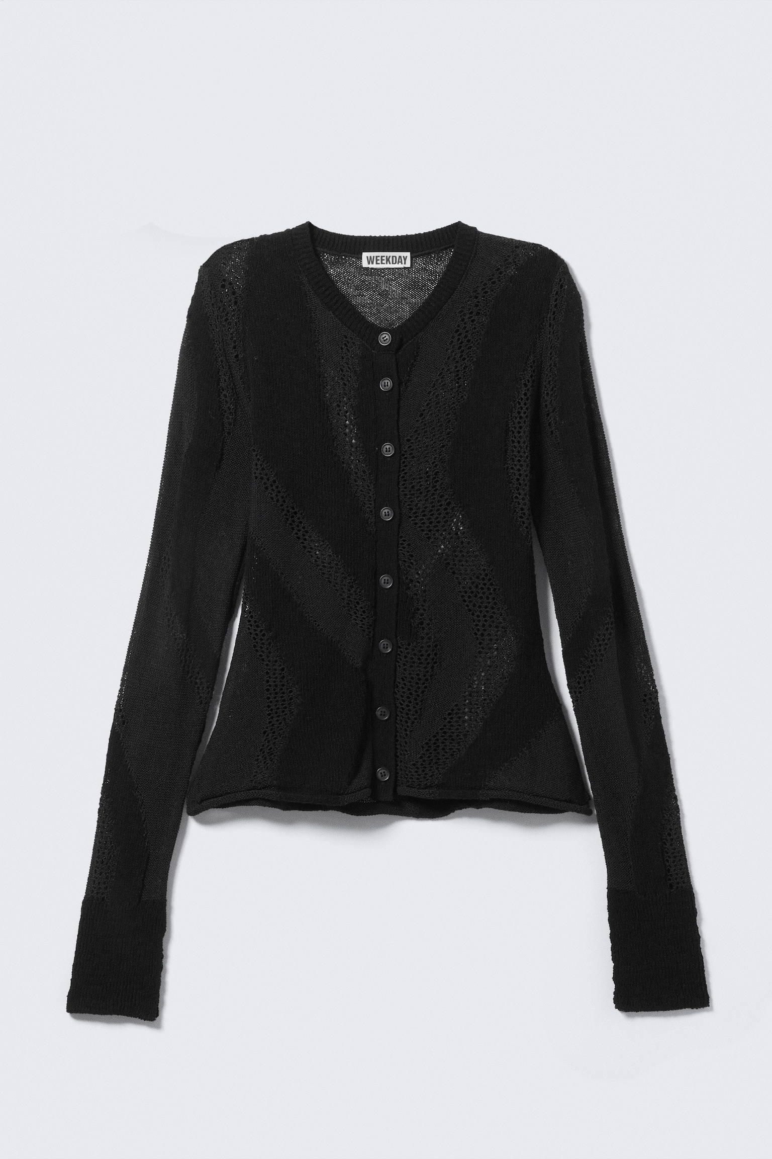 Slim Fit Textured Knit Cardigan - Dark Grey/Off-white - 2