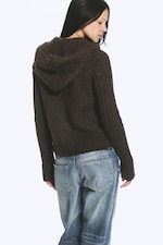 Dark Brown - Knitted zip hoodie - 3