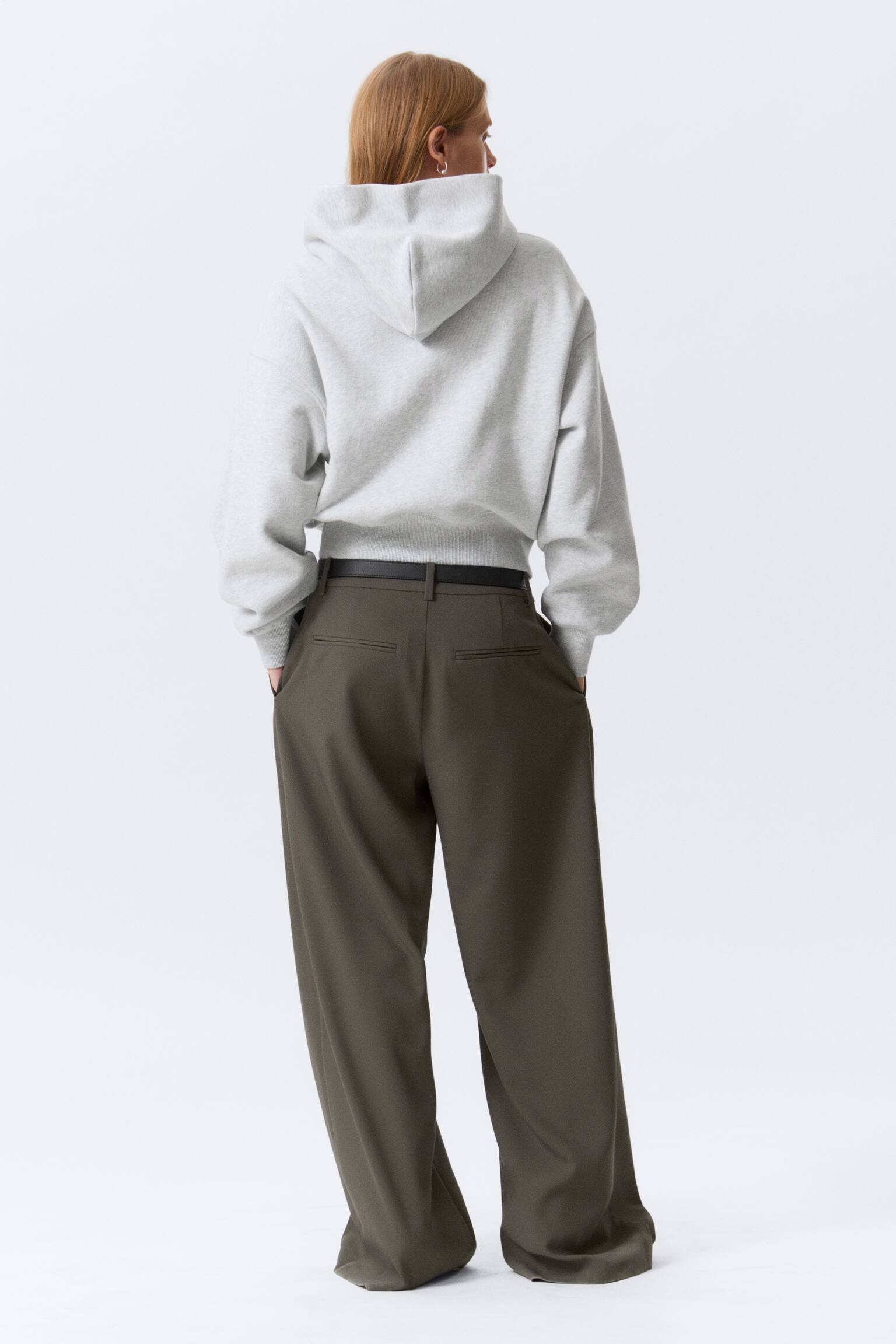 Cropped Boxy Zip Hoodie - Grijs gemêleerd/Blauw met wassing - 4