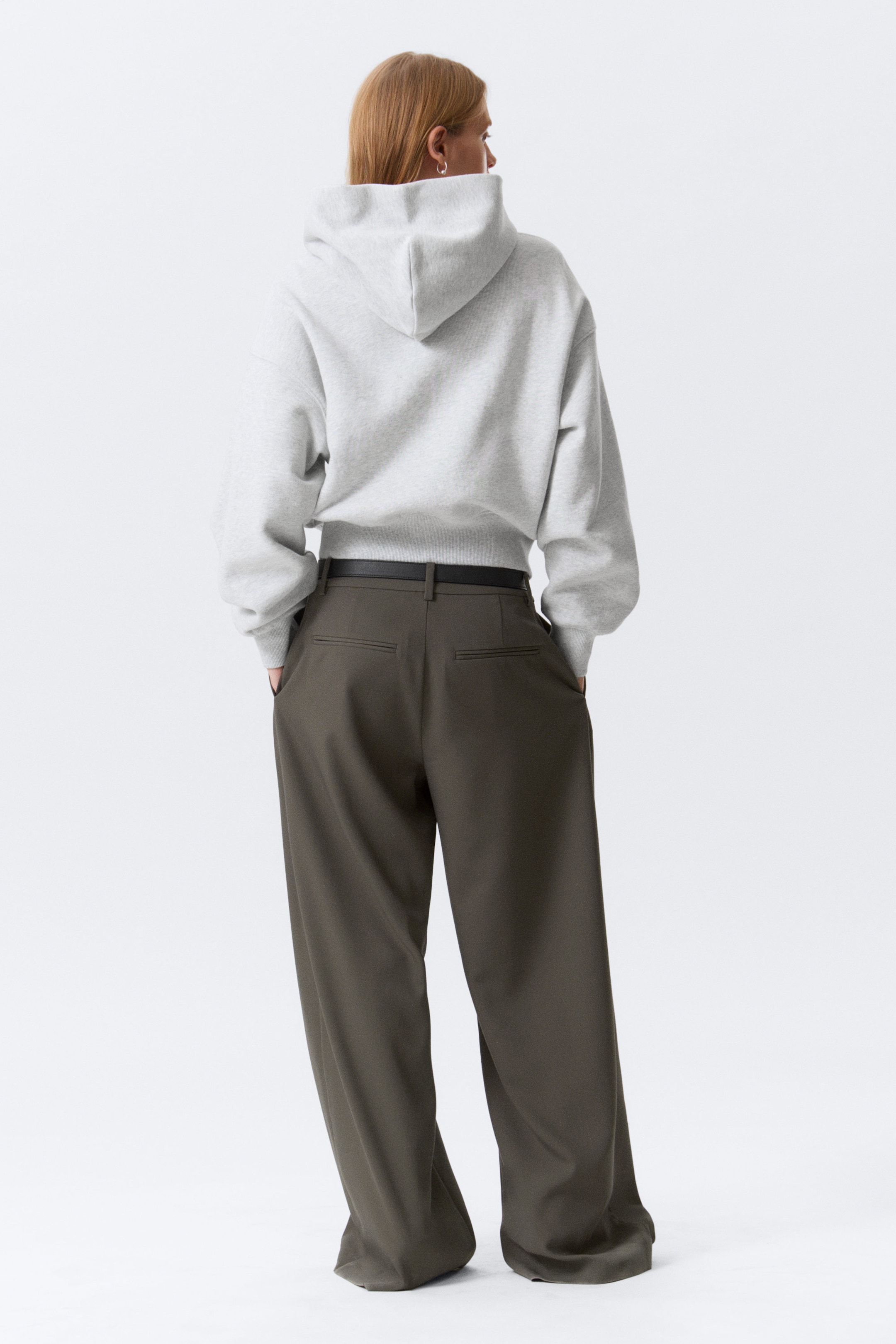 Grey Melange - Cropped Boxy Zip Hoodie - 2