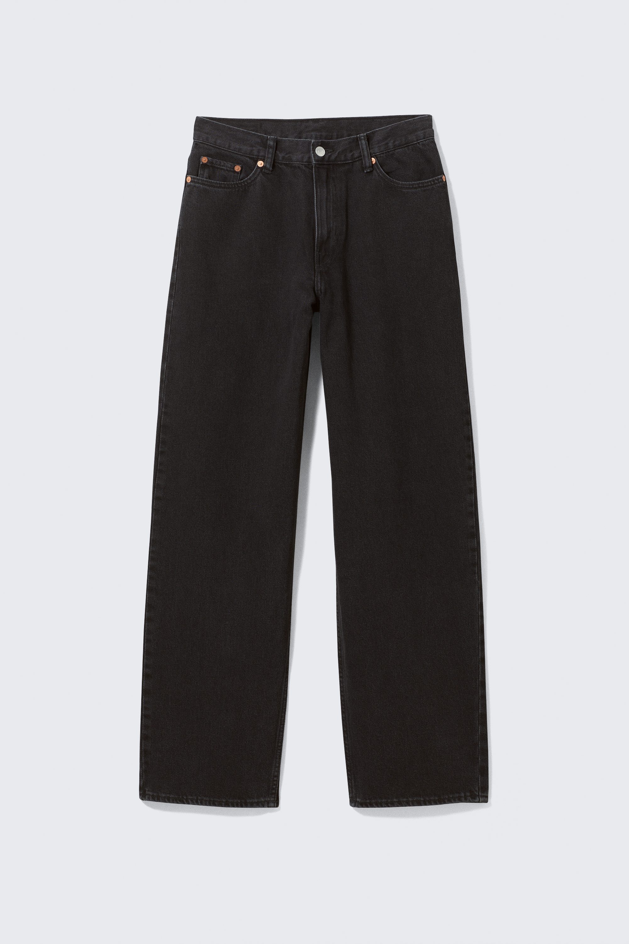 Ink Black - Svart - Rail Mid Waist Loose Wide Leg Jeans - 5