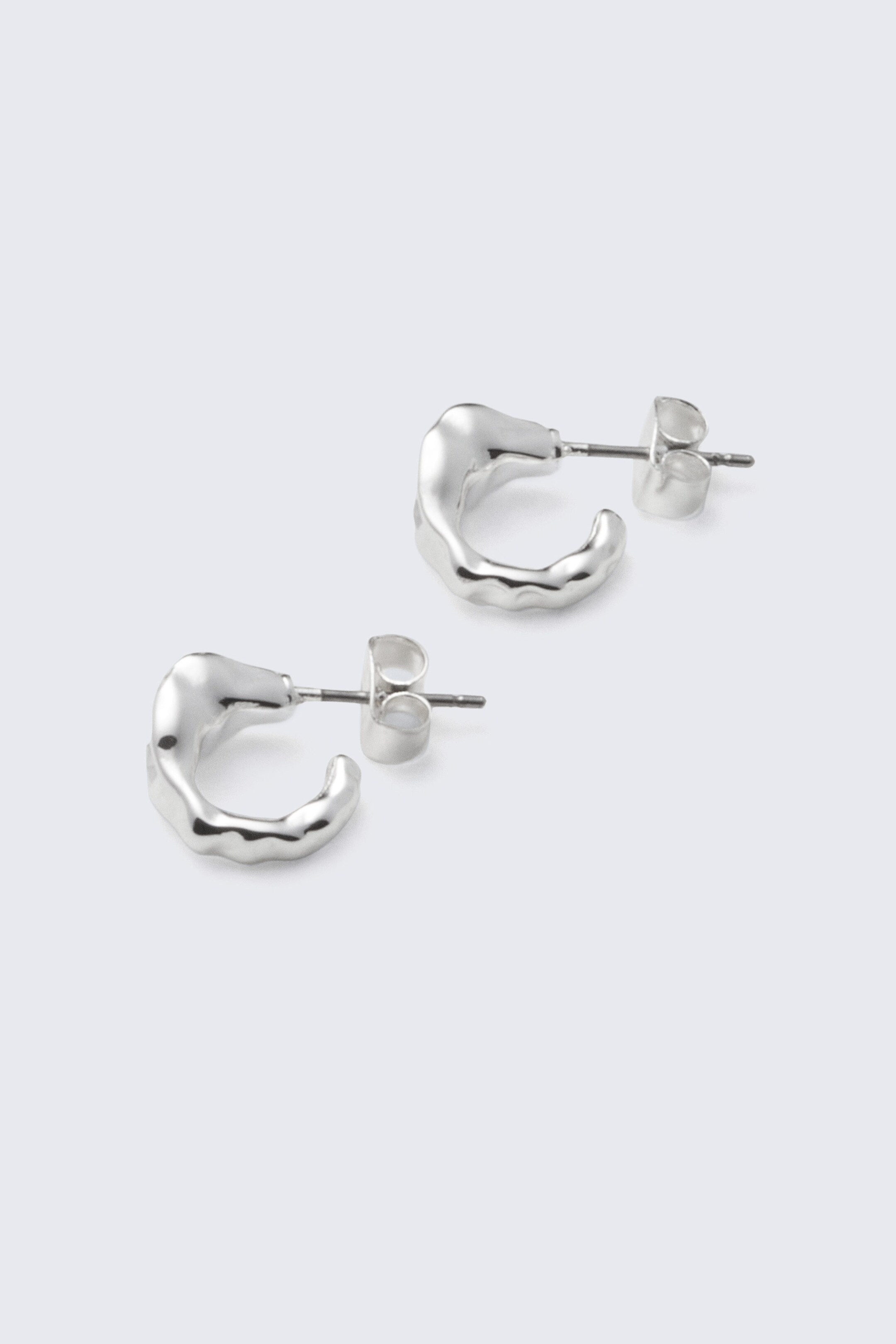 Silver - Oregelbundna Mini Hoop-örhängen - 0