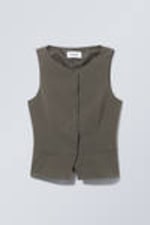 Dark Grey - Slim Suiting Waistcoat - 0