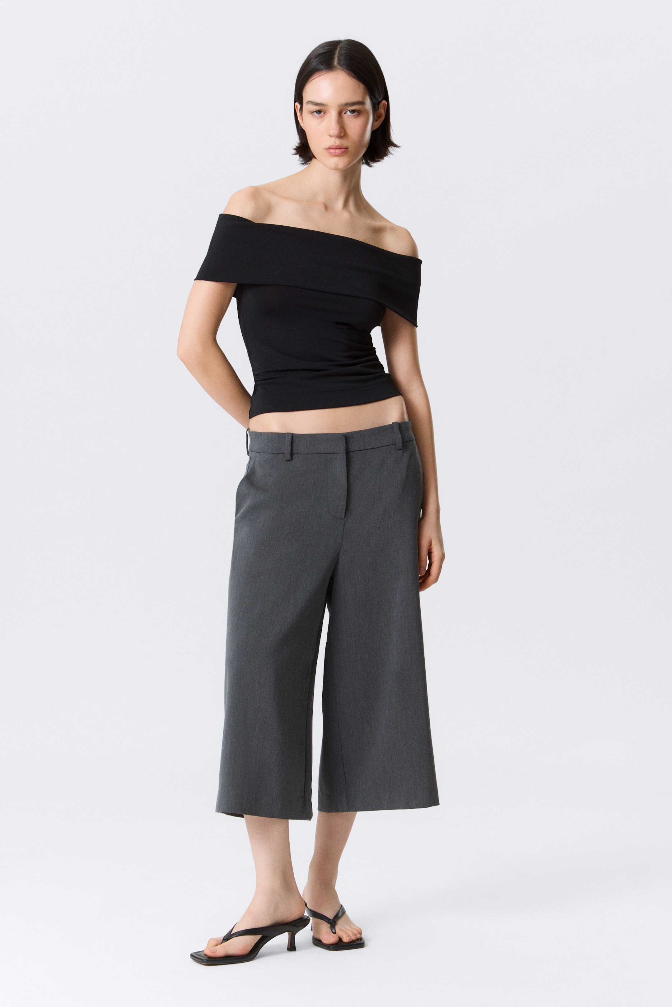 Noir - Haut ajusté sans manches à épaules dénudées - 2