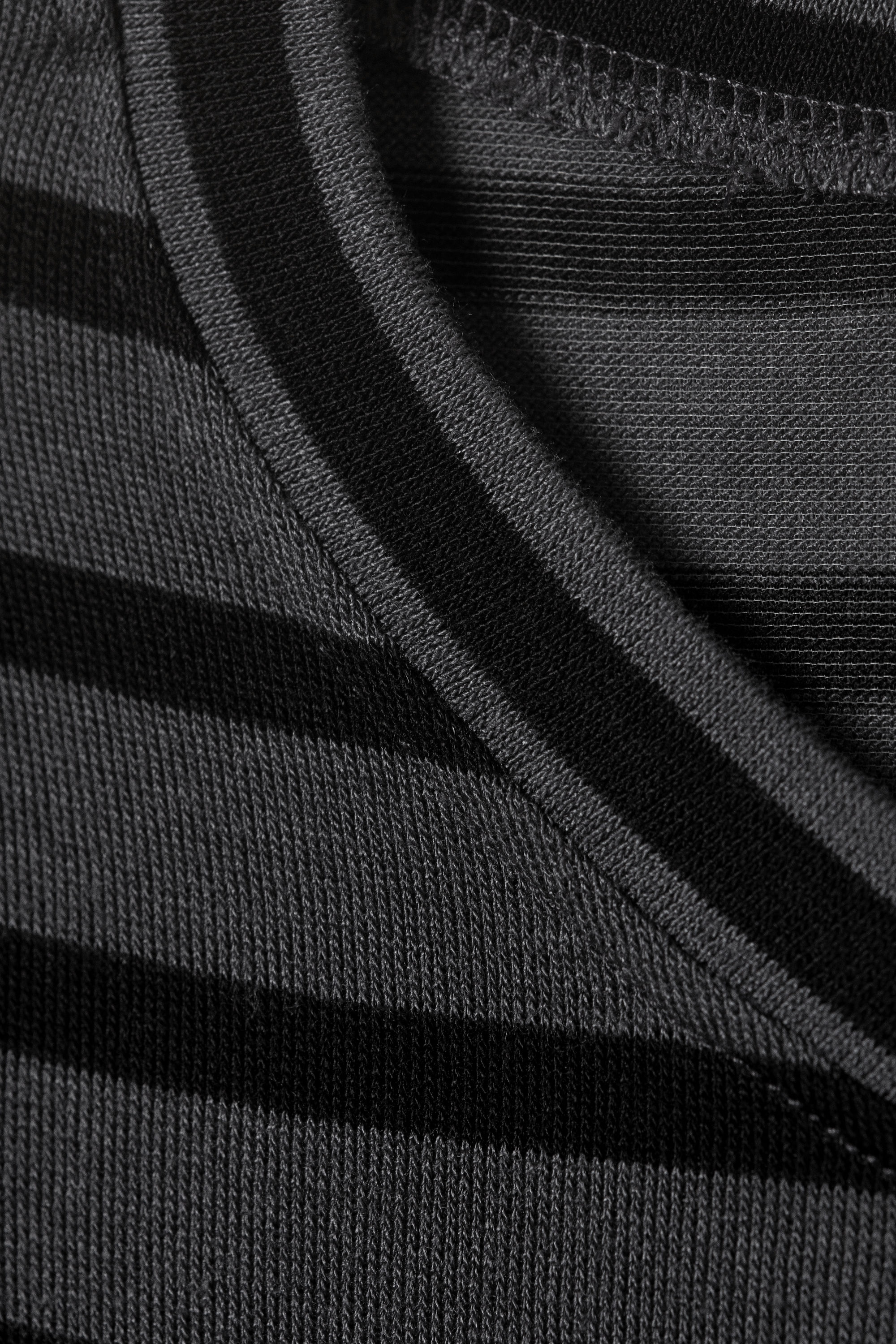 Black & Grey Stripes - SLIM BUTTONED LONG SLEEVE TOP - 2