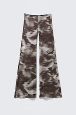 Dark Brown - Blurry Floral - Pantalon évasé en mesh imprimé - 0