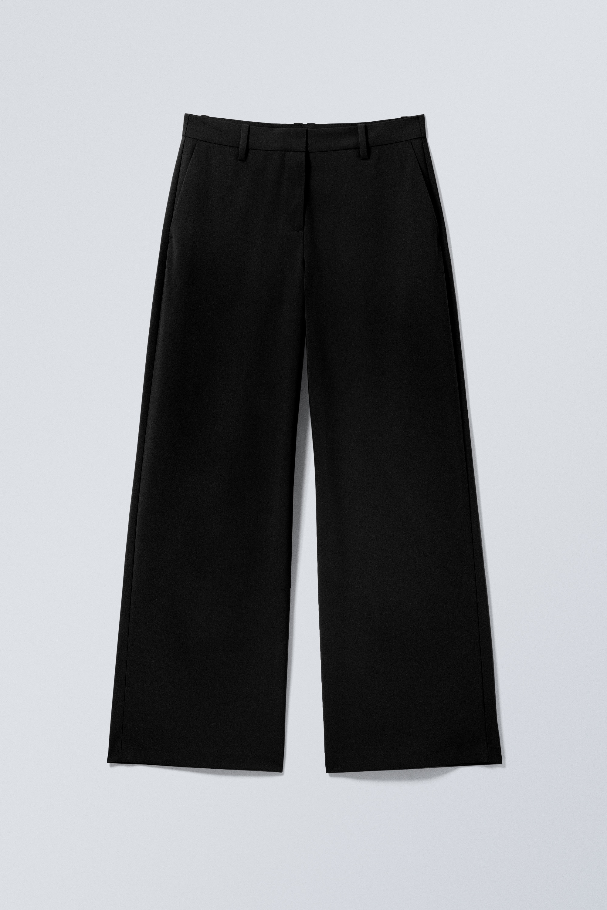Low-Waisted Loose Fit Suit Trousers - Black/Csíkos Dark Mole/Sötétszürke melanzs