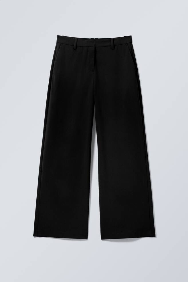 Low-Waisted Loose Fit Suit Trousers - Black/Striped Grey Melange/Dark Brown - 1
