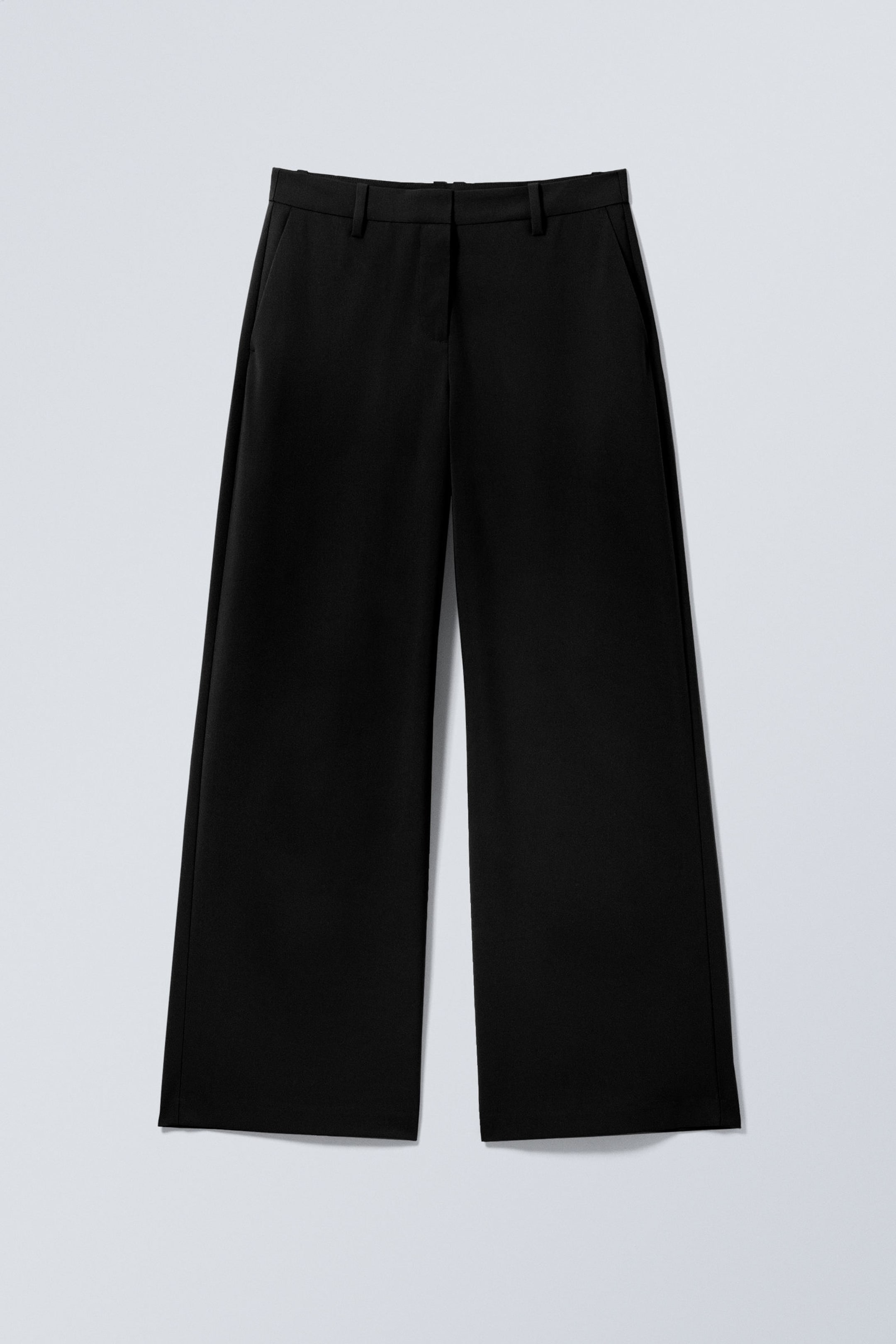 Black - Low-Waisted Loose Fit Suit Trousers - 1