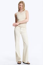 Dusty White - Stretch Bootcut Trousers - 2