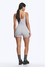 Light Grey - High Waisted Sports Biker Shorts - 2