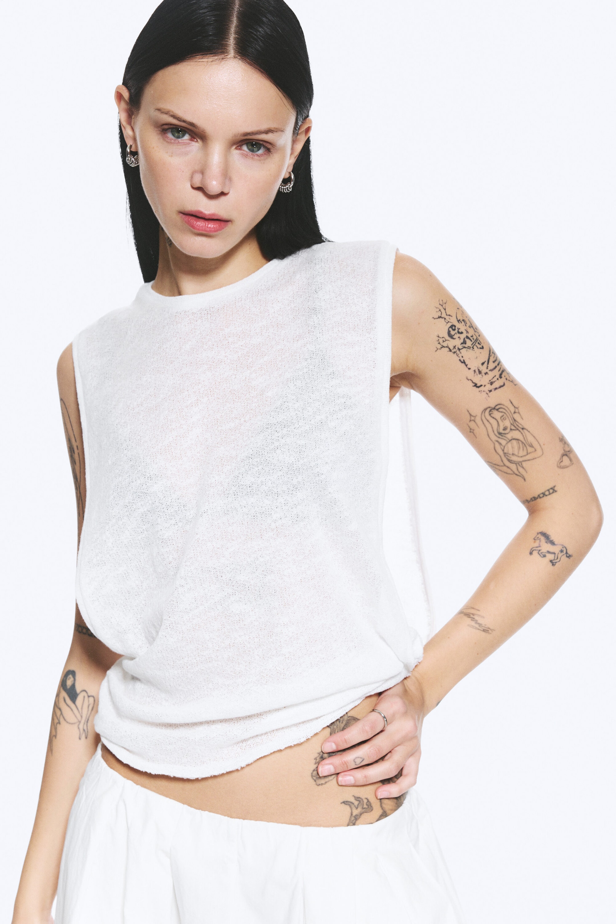 White - Tanktop mit Raffungen - 1