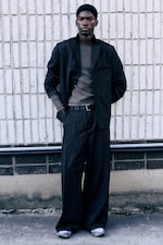 Schwarz gestreift - Banks - Oversized Anzughose aus Wollmix - 0