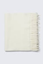 White - Long Woven Wool Scarf - 1