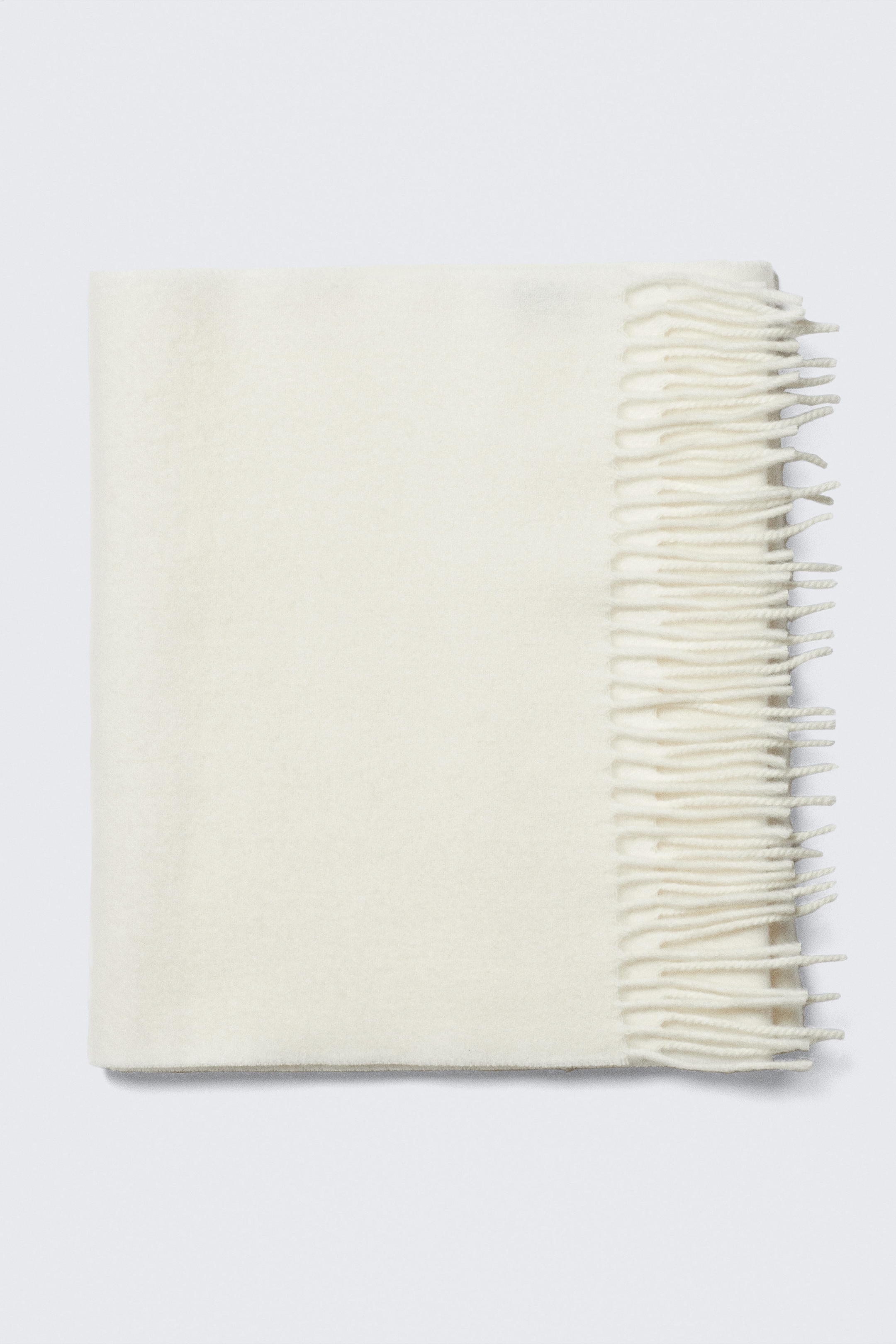 White - Long Woven Wool Scarf - 1
