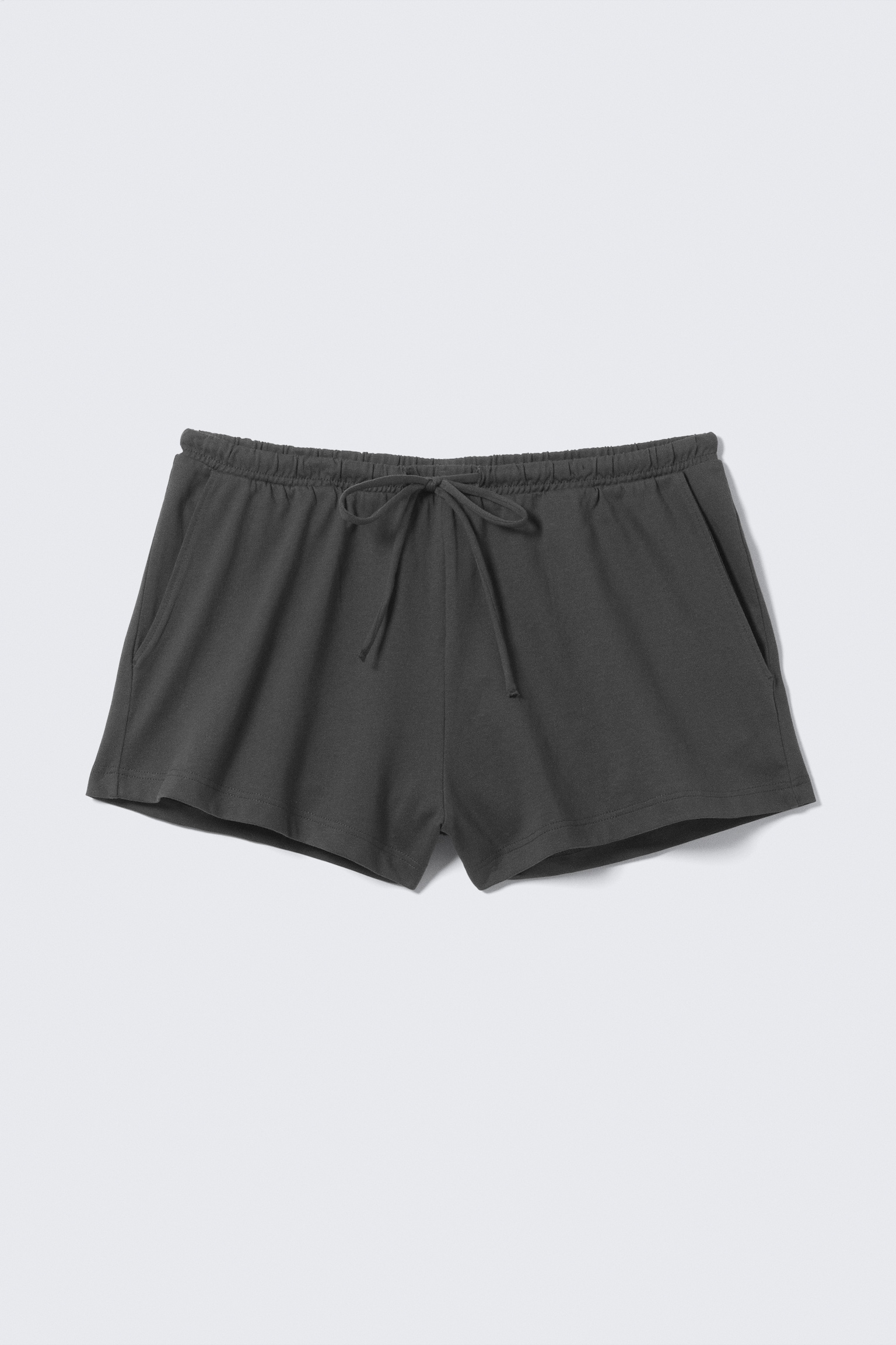 Calções curtos em jersey de cintura média - Cinzento-escuro/Branco - 2