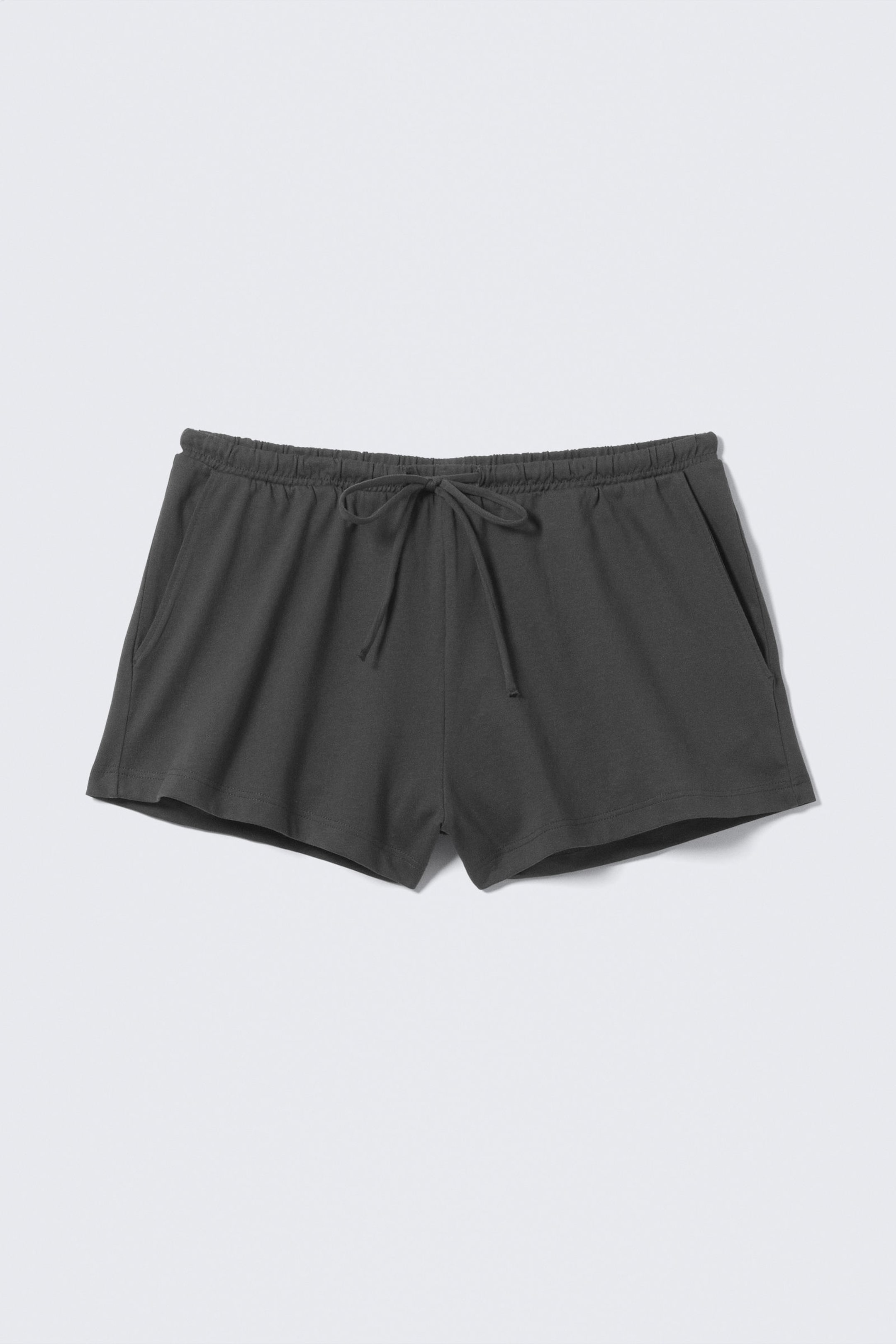 Dark Grey - Mid Rise Mini Jersey Shorts - 3