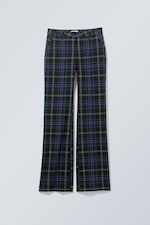 Black & Purple Checks - Kate Flared Suiting Trousers - 0