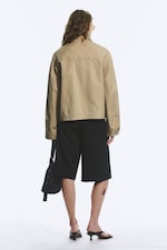 Beige - Veste décontractée en coton à col cheminée - 4