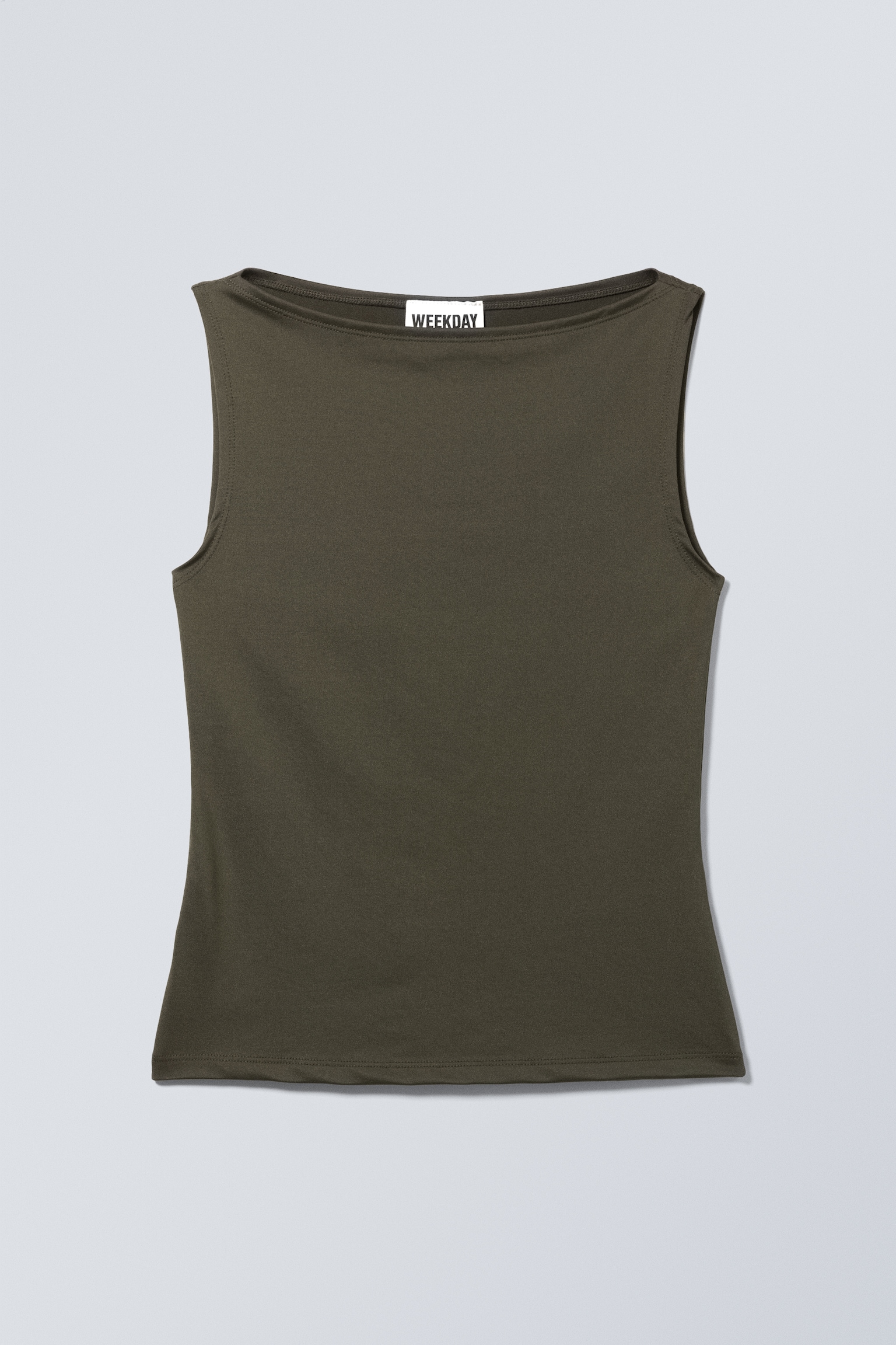 Annie Sleeveless Boat-Neck Top - Khaki Green/White/Black/Midnight Blue