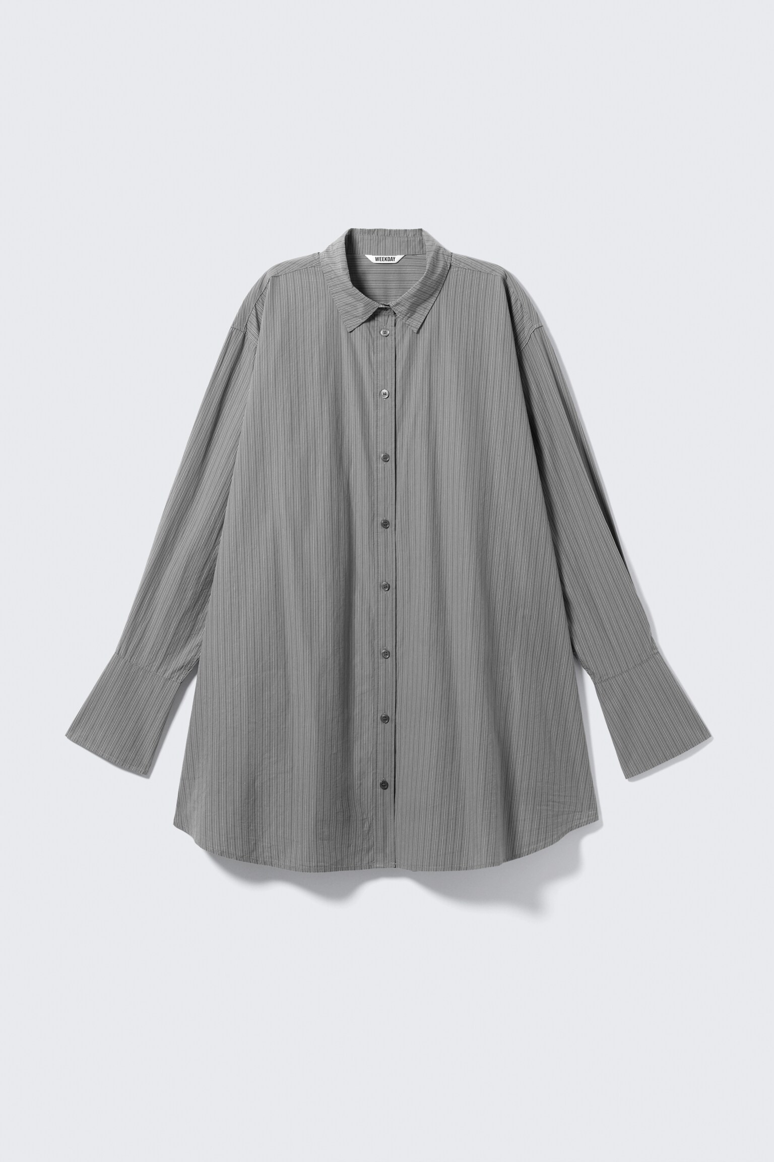 Mini Cotton Poplin Shirt Dress - Striped Grey/White