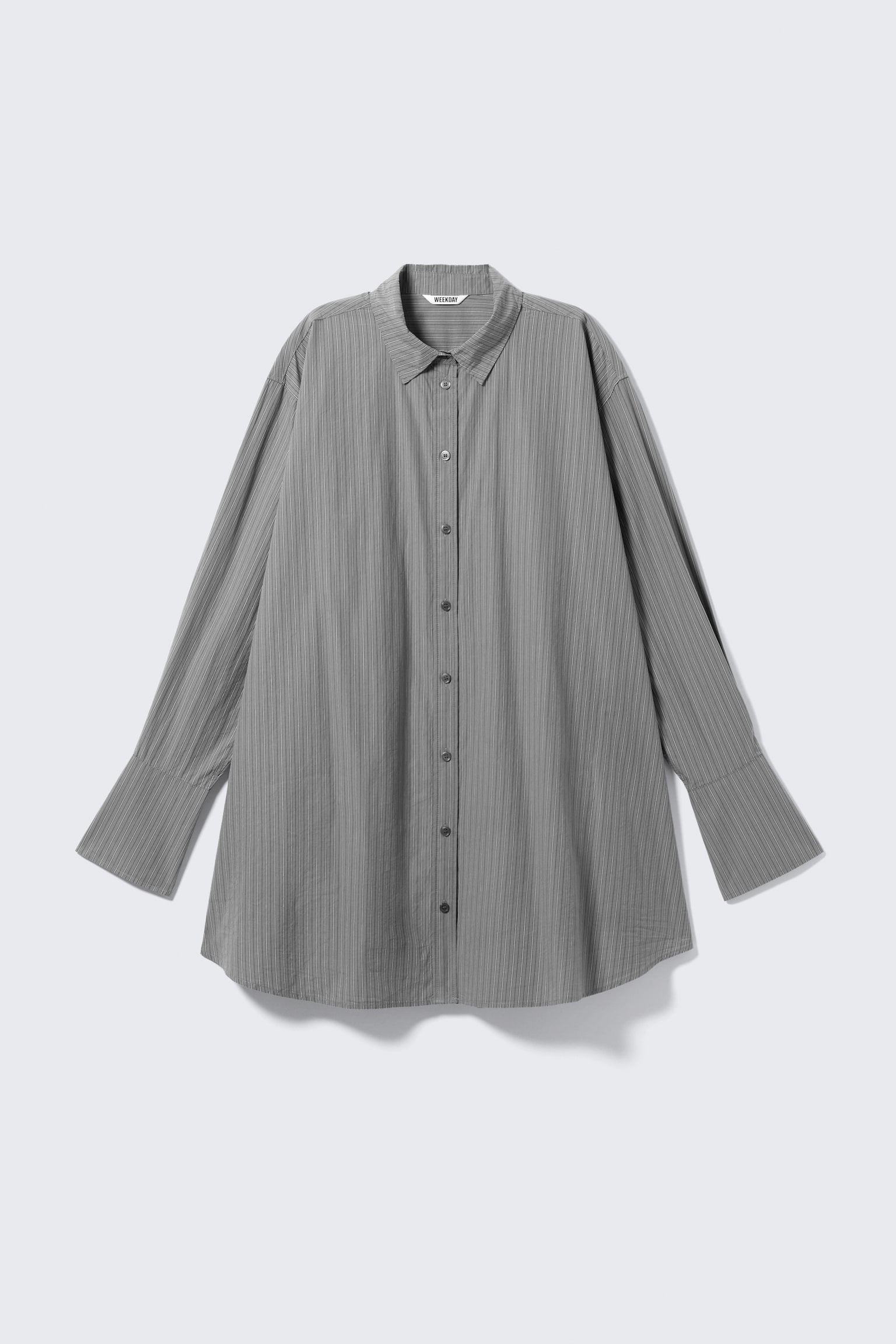 Mini Cotton Poplin Shirt Dress - Striped Grey/White