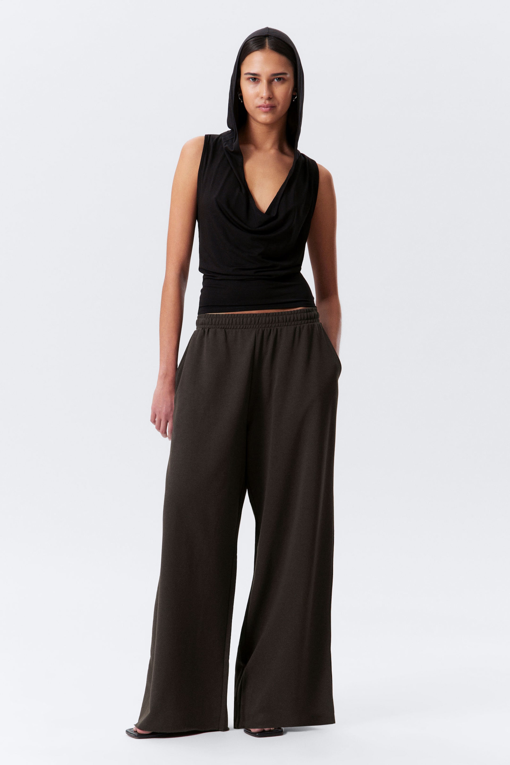 #353031 - Low Rise Wide Leg Baggy Sweatpants - 1