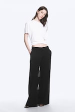 Black - Low Flared Suit Trousers - 0