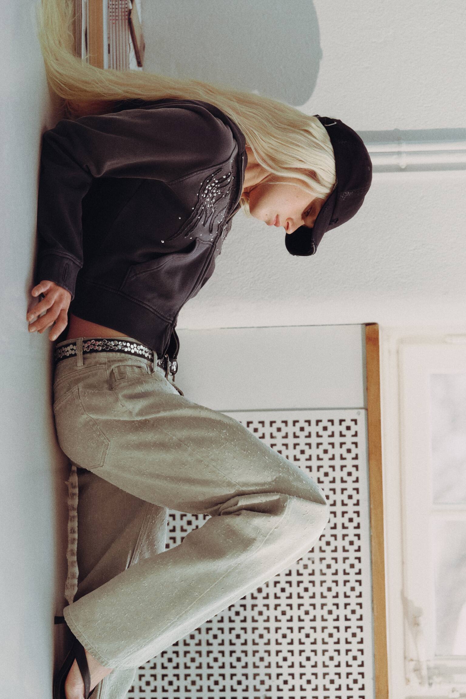 Losse bootcut broek met lage taille - Licht taupe/Donkergrijs - 1
