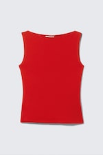 Rot - Annie Weiches ärmelloses Top mit U-Boot-Ausschnitt - 0