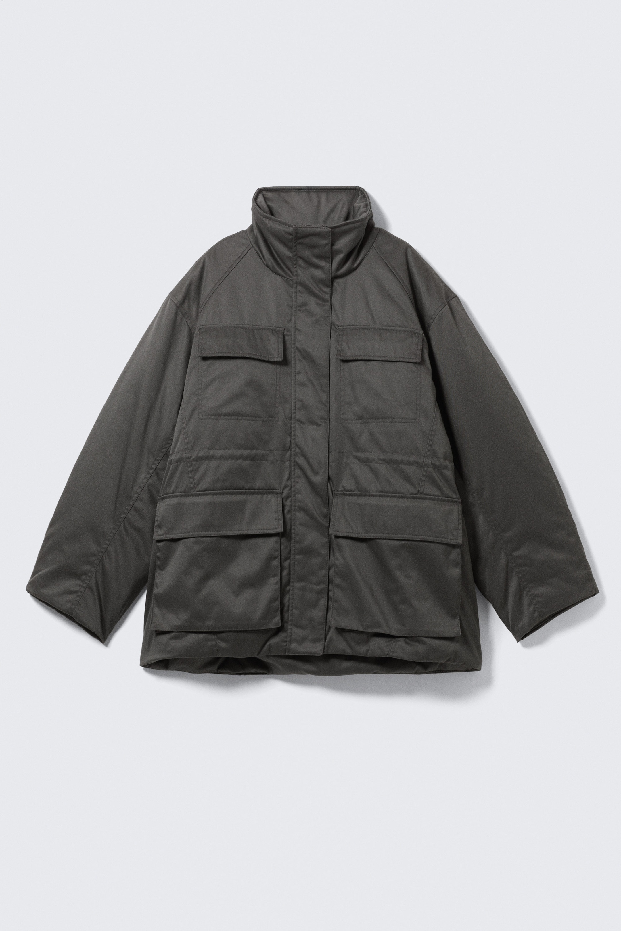 Dark Grey - Oversized Padded Utility Jacket - 8
