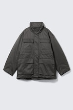Dark Grey - Oversized Padded Utility Jacket - 8