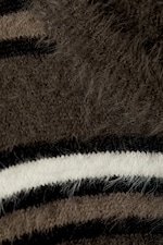 Brunrandig - Avslappnad Stickad Randig Tröja - 1