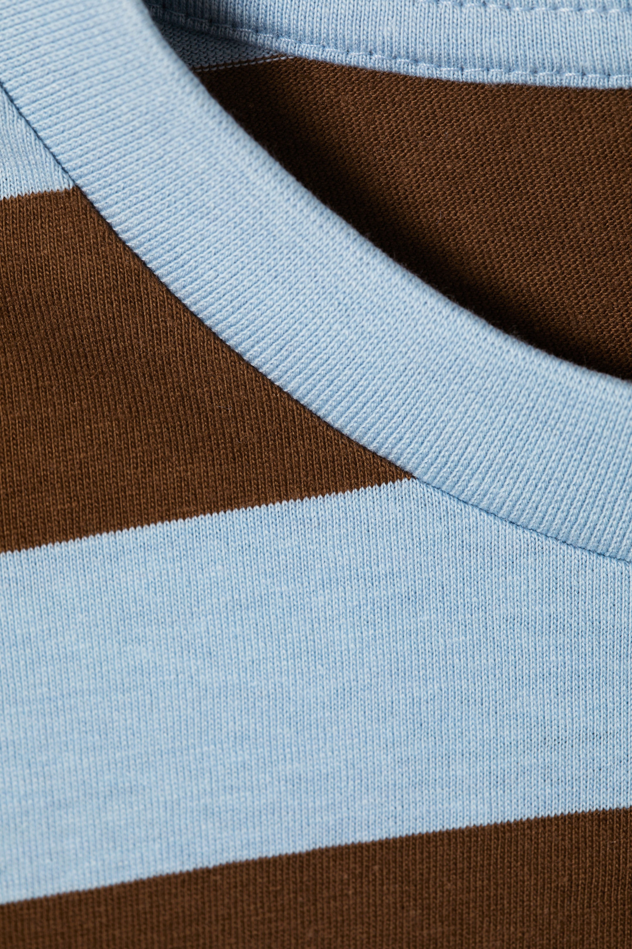 Blue/Brown Stripe - Long-Sleeved Cotton T-shirt - 5