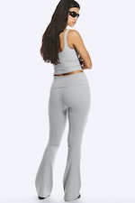 Light Dusty Grey - Folded Waist Flared Yoga Tights - 3