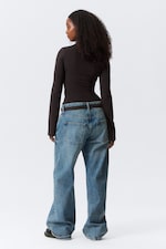 Dark Brown - Long Sleeve Cotton Top - 2