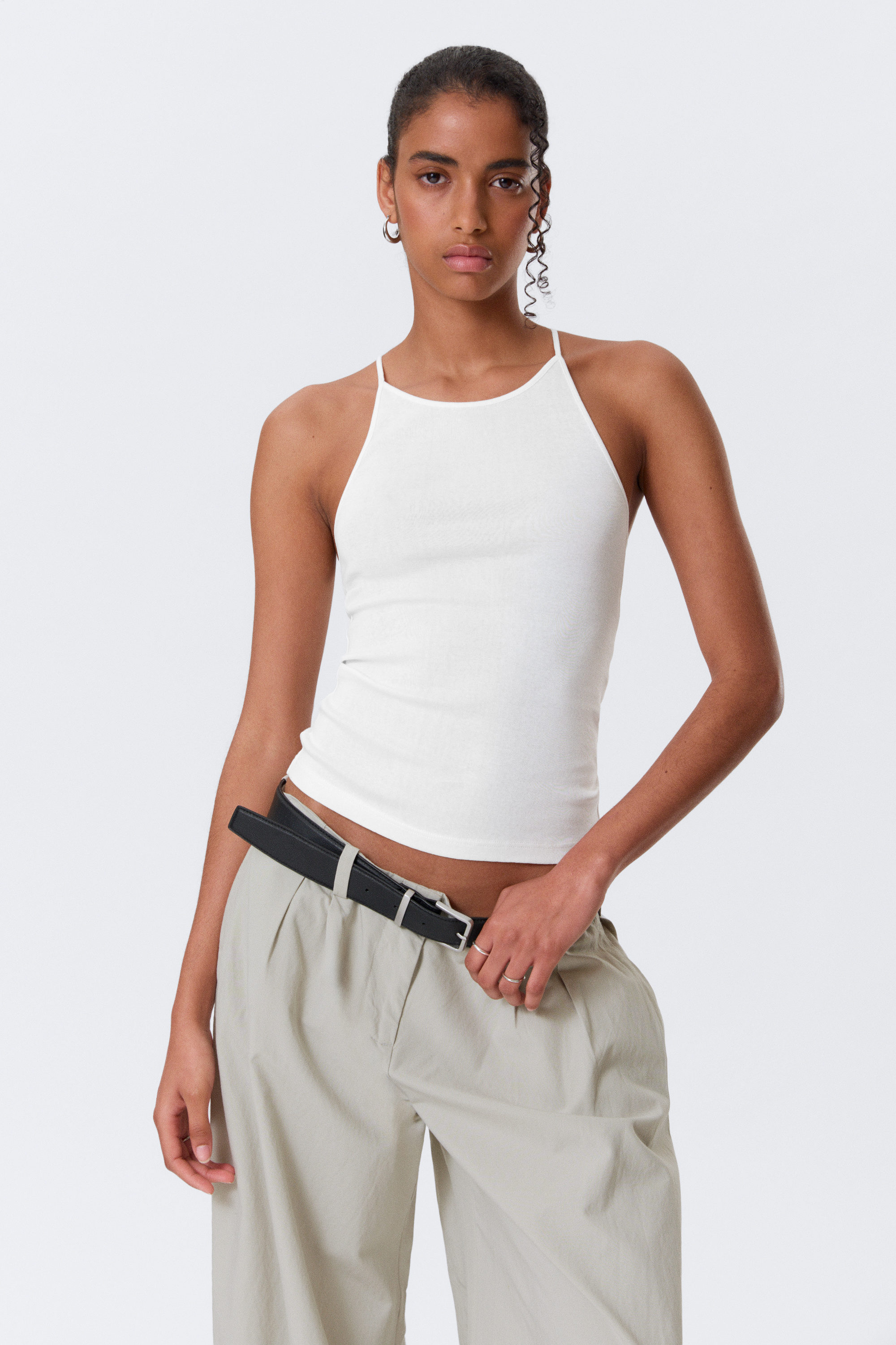 open back boat-neck tank top - Bright Orange Tie-Dye | Weekday EU